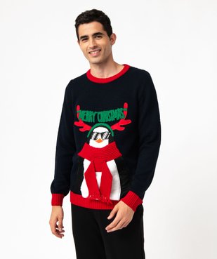 Pull de Noël homme avec motif pingouin vue1 - GEMO (HOMME) - GEMO