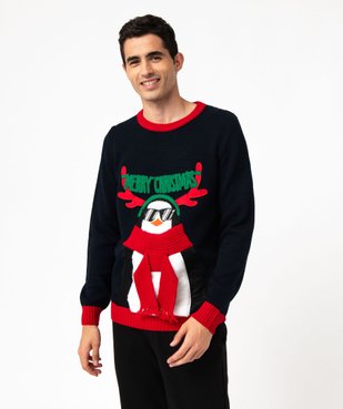 Pull de Noël homme avec motif pingouin vue1 - GEMO (HOMME) - GEMO