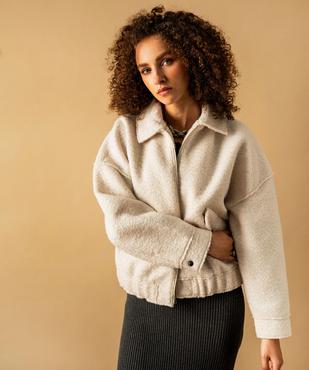 Blouson en maille bouclette chinée femme vue2 - GEMO 4G FEMME - GEMO