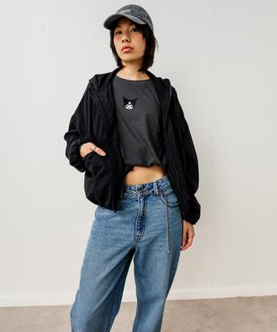 Sweat zippé à capuche coupe courte en matière déperlante fille vue5 - GEMO (JUNIOR) - GEMO