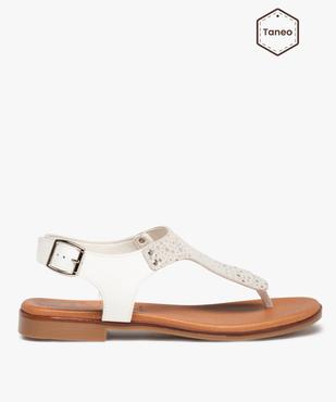 Sandales femme plates à entre-doigts en cuir - Taneo vue1 - TANEO - GEMO