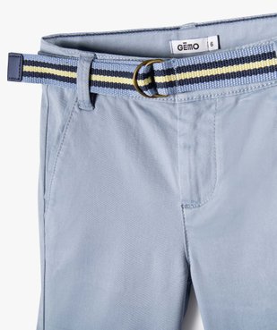 Bermuda garçon en toile avec revers et ceinture tricolore vue3 - GEMO 4G GARCON - GEMO