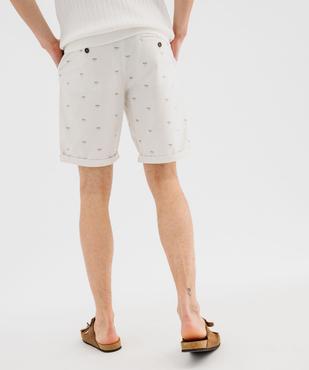 Bermuda coupe chino en toile de coton stretch imprimée homme vue3 - GEMO 4G HOMME - GEMO
