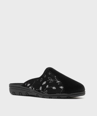 Chaussons mules en velours à talon compensé femme vue3 - G'FLEX - GEMO