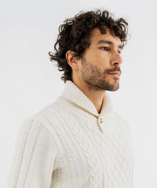 Pull à col châle et torsades homme vue2 - GEMO (HOMME) - GEMO
