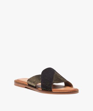 Mules femme à talon plat dessus cuir métallisé – Tanéo vue2 - TANEO - GEMO