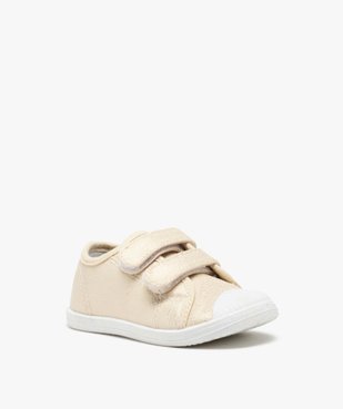 Tennis bébé fille en toile brillante et bout renforcé  vue2 - GEMO(BEBE DEBT) - GEMO