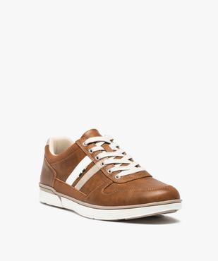 Baskets homme style chic dessus grainé uni à lacets vue3 - GEMO (CASUAL) - GEMO