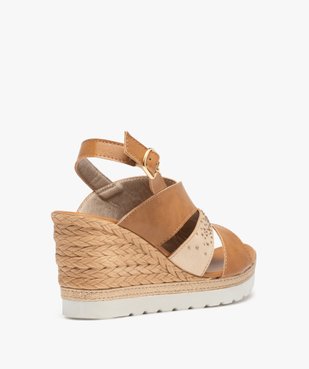 Sandales femme compensées bride métallisée à strass vue4 - GEMO(URBAIN) - GEMO
