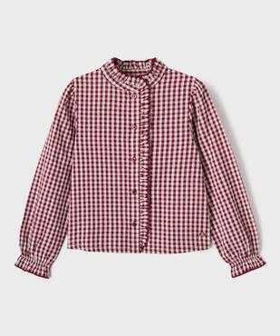 Chemise à motif vichy avec col victorien fille - LuluCastagnette vue1 - LULUCASTAGNETTE - GEMO