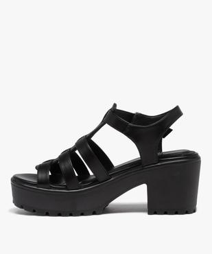 Sandales femme unies à brides multiples et semelle crantée vue3 - GEMO(URBAIN) - GEMO