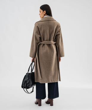 Manteau long croisé avec ceinture à nouer femme vue3 - GEMO 4G FEMME - GEMO