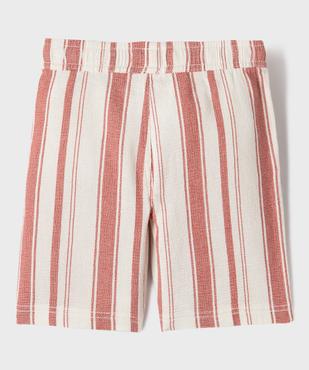 Bermuda large en coton tissé rayé à taille élastiquée garçon vue5 - GEMO 4G GARCON - GEMO