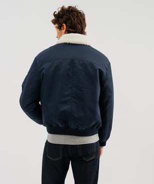 Blouson aviateur en matière déperlante avec col sherpa amovible homme vue3 - GEMO (HOMME) - GEMO