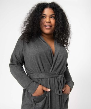 Veste d'intérieur femme grande taille en maille douce avec ceinture à nouer vue2 - GEMO(HOMWR FEM) - GEMO