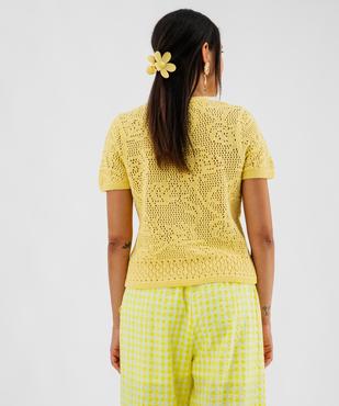 Gilet manches courtes en tricot ajouré femme vue2 - GEMO 4G FEMME - GEMO