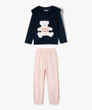 Pyjama en velours avec motif ourson fille - LuluCastagnette vue1 - LULUCASTAGNETTE - GEMO