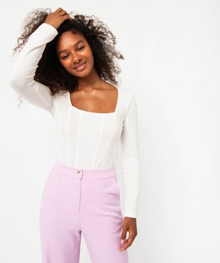Body manches longues et col carré femme - Gémo x Melissaallbb vue2 - GEMO(FEMME PAP) - GEMO