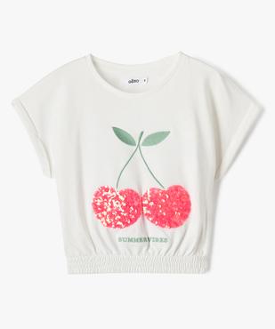 Tee-shirt fille à manches courtes avec motif en sequins brodés vue1 - GEMO (ENFANT) - GEMO