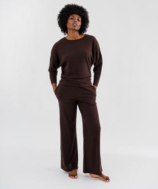 Tee-shirt de pyjama à manches longues chauve-souris en maille côtelée femme vue4 - GEMO 4G FEMME - GEMO