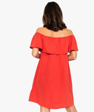 Robe femme trapèze en lyocell avec col bateau à volant vue3 - FOLLOW ME - GEMO
