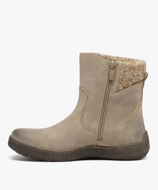 Boots femme fourrées confort avec col en maille et dessus uni - Softrelax vue3 - SOFTRELAX - GEMO