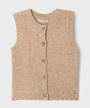 Gilet sans manches avec finitions dentelées fille - LuluCastagnette vue1 - LULUCASTAGNETTE - GEMO