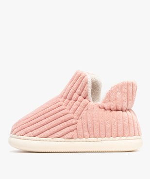 Chaussons femme boots en velours côtelé avec col ajouré vue3 - GEMO(HOMWR FEM) - GEMO