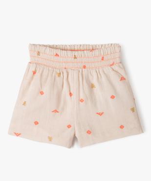 Short bébé fille en double gaze à taille smockée - LuluCastagnette vue1 - LULUCASTAGNETTE - GEMO