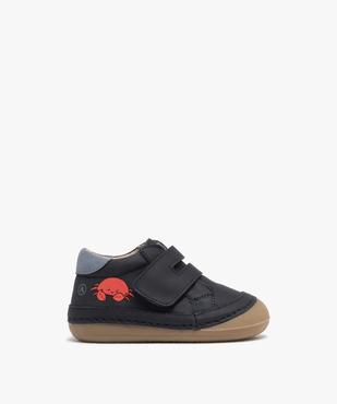 Chaussures premiers pas bébé garçon en cuir fermeture scratch - Alma Planète vue1 - ALMA - GEMO