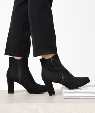 Boots femme à talon haut et détails pailletés vue1 - GEMO(URBAIN) - GEMO