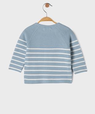 Pull brassière rayé avec fermeture sur le côté bébé garçon vue3 - GEMO(BB COUCHE) - GEMO