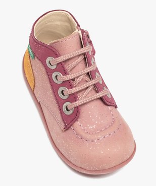 Chaussures premiers pas bébé fille en cuir imprimé fleuri - Kickers  vue5 - KICKERS - GEMO