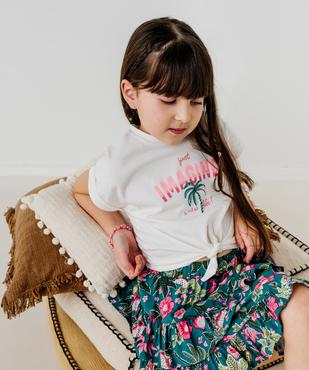 Tee-shirt manches courtes imprimé avec liens à nouer fille vue6 - GEMO 4G FILLE - GEMO