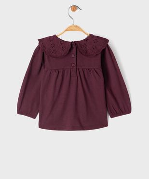 Tee-shirt manches longues ample à col Claudine en dentelle anglaise bébé fille vue3 - GEMO 4G BEBE - GEMO