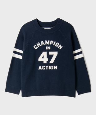 Pull look sport en viscose à motif et emmanchures raglan garçon vue1 - GEMO (ENFANT) - GEMO
