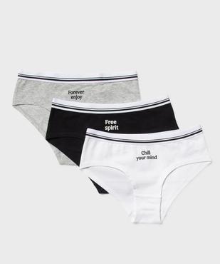 Shorties en coton stretch avec inscriptions fille (lot de 3) vue1 - GEMO 4G FILLE - GEMO