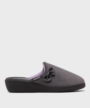 Chaussons mules en velours à talon compensé femme - Isotoner vue1 - ISOTONER - GEMO