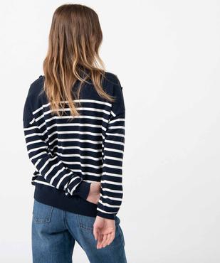Pull femme rayé avec boutons sur les épaules vue3 - GEMO(FEMME PAP) - GEMO