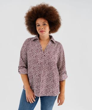 Chemise manches longues imprimée en maille gaufrée femme grande taille vue6 - GEMO (G TAILLE) - GEMO