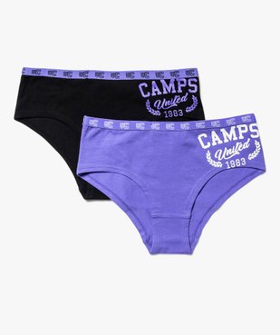 Shorties en coton stretch avec inscription fille (lot de 3) - Camps United vue1 - CAMPS - GEMO