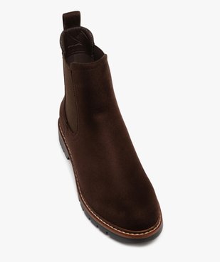Bottines femme style Chelsea en suédine à fine semelle crantée vue6 - GEMO 4G FEMME - GEMO