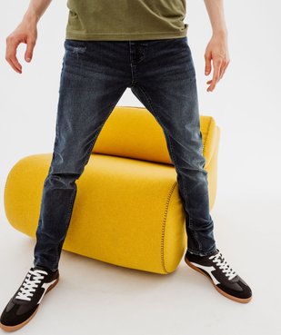 Jean skinny extensible en denim délavé et patiné homme vue1 - GEMO 4G HOMME - GEMO