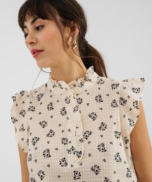 Blouse sans manches en voile de coton fleuri femme vue2 - GEMO(FEMME PAP) - GEMO