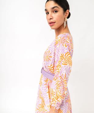 Robe longue imprimée avec col cache-coeur femme vue3 - GEMO(FEMME PAP) - GEMO