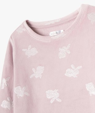 Pyjama en velours avec motifs lapins fille vue2 - GEMO (ENFANT) - GEMO