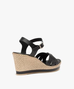 Sandales femme à talon compensé et brides unies en cuir vue4 - GEMO(URBAIN) - GEMO