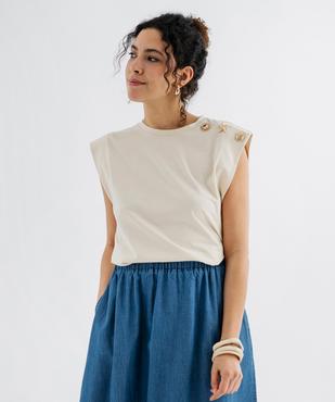 Tee-shirt sans manches avec boutons fantaisie sur l’épaule femme vue1 - GEMO 4G FEMME - GEMO