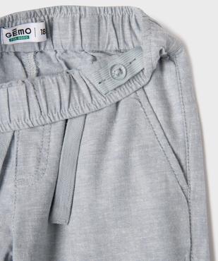Pantalon à taille élastiquée en lin et coton bébé garçon vue2 - GEMO 4G BEBE - GEMO