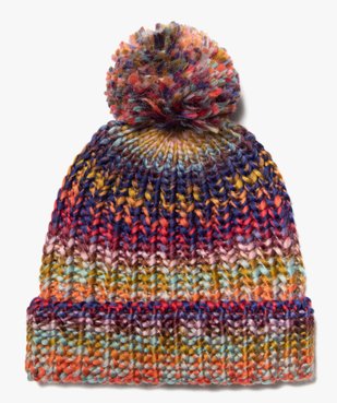 Bonnet femme en maille multicolore avec pompon vue1 - GEMO (ACCESS) - GEMO